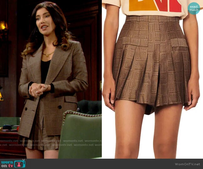 Sandro Gael Shorts worn by Steffy Forrester (Jacqueline MacInnes Wood) on The Bold and the Beautiful