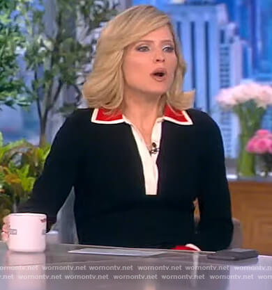 Sara’s black colorblock sweater polo on The View