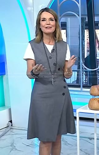 Savannah’s grey asymmetric button dress on Today