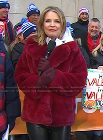 Savannah's red fur jacket on Today