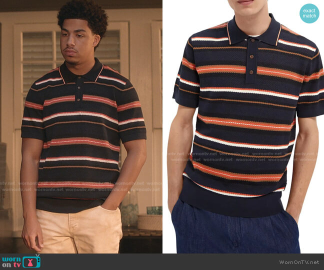 Structured Knit Polo by Scotch & Soda worn by Andre Johnson Jr (Marcus Scribner) on Black-ish