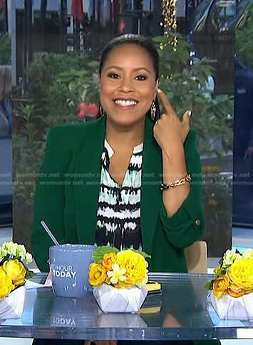 Sheinelle’s green roll-up sleeve jacket on Today