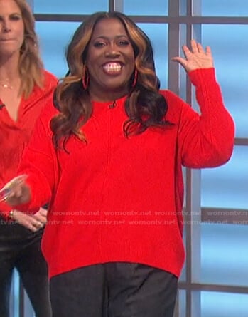 Sheryl’s red center seam sweater on The Talk