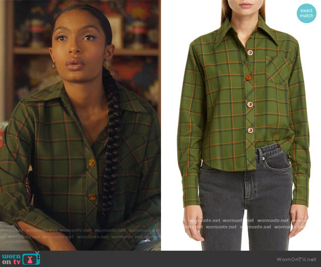 WornOnTV: Zoey’s green check shirt on Grown-ish | Yara Shahidi ...