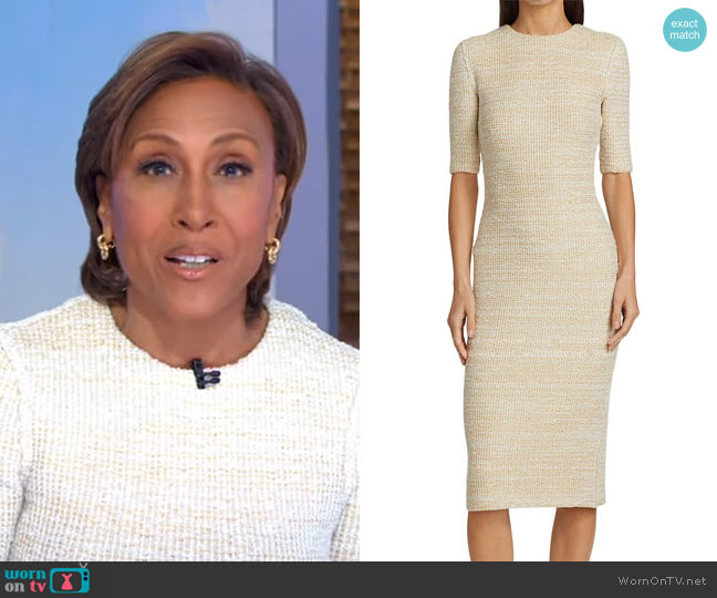 Stretch Boucle Knit Dress by St John worn by Robin Roberts  on Good Morning America