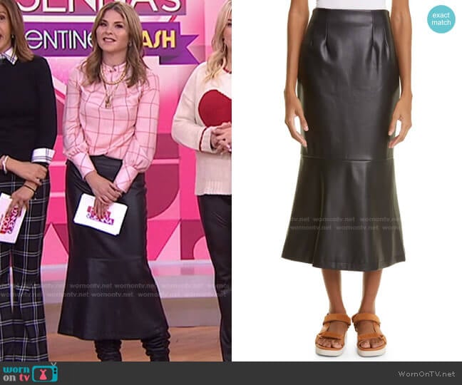 Laurel Faux Leather Skirt by Staud worn by Jenna Bush Hager on Today