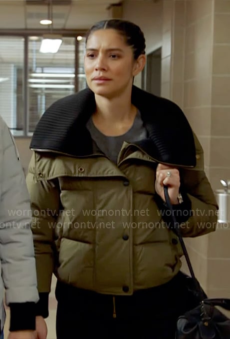 Stella's green puffer jacket on Chicago Fire