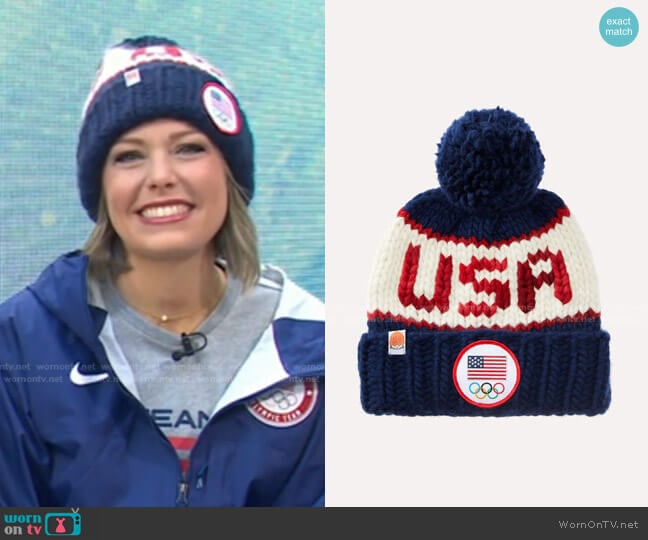 The Team USA Beanie with Yarn Pom by Sh*t That I Knit worn by Dylan Dreyer on Today