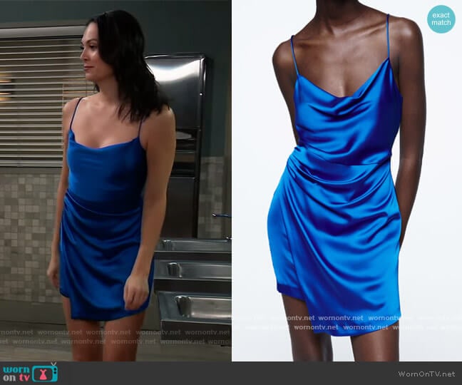 Drape Mini Dress by Zara worn by Terry Randolph (Cassandra James) on General Hospital