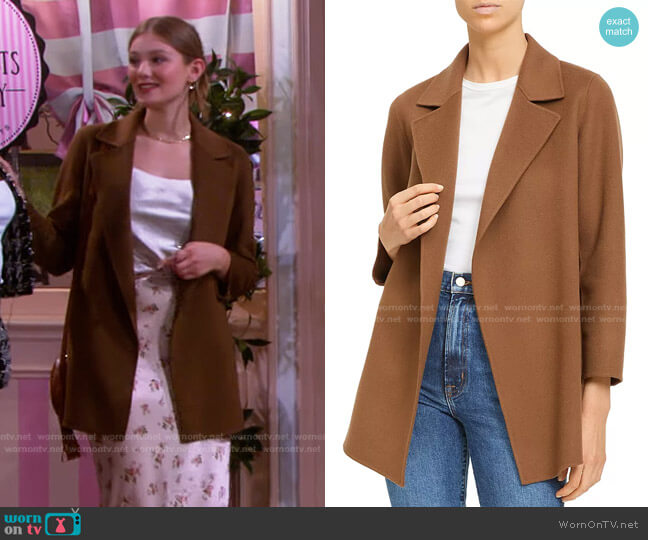 Clairene Double Face Jacket in Russet by Theory worn by Alice Caroline Horton (Lindsay Arnold) on Days of our Lives