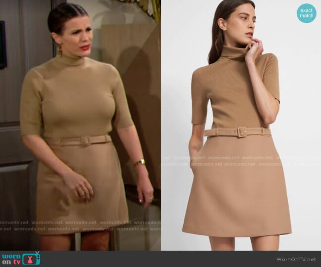 Theory Combo Dress in Bistretch Wool Twill worn by Chelsea Lawson (Melissa Claire Egan) on The Young and the Restless