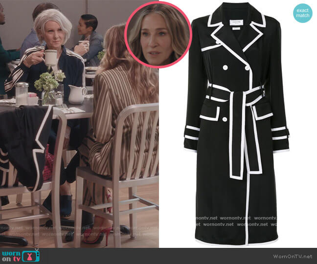 WornOnTV: Carrie’s black contrast trim coat on And Just Like That ...