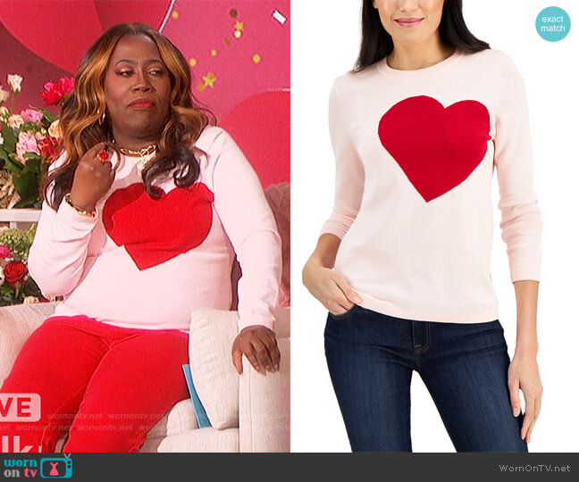 Cotton Heart-Graphic Sweater by Tommy Hilfiger worn by Sheryl Underwood on The Talk