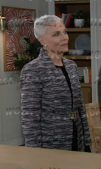 Tracey’s black space dye coat on General Hospital