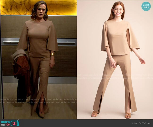 Trina Turk Recess Top and Dynamic Pant worn by Chelsea Lawson (Melissa Claire Egan) on The Young and the Restless