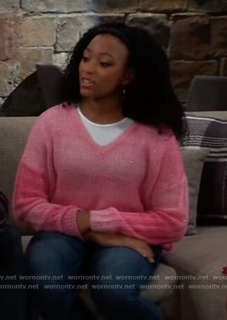 Trina's pink ombre metallic sweater on General Hospital
