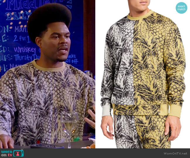 TWENTY Montreal Hyper Reality Pineapple-Print Sweatshirt worn by Carter (Julian Gant) on Call Me Kat