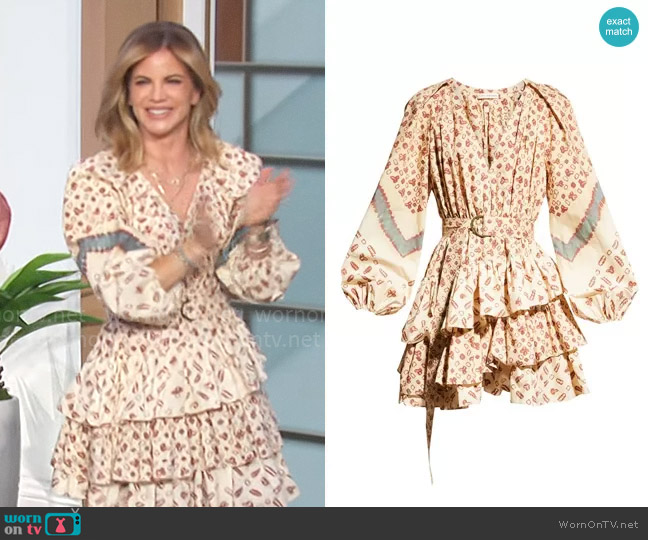 WornOnTV: Natalie’s beige print tiered dress on The Talk | Natalie ...