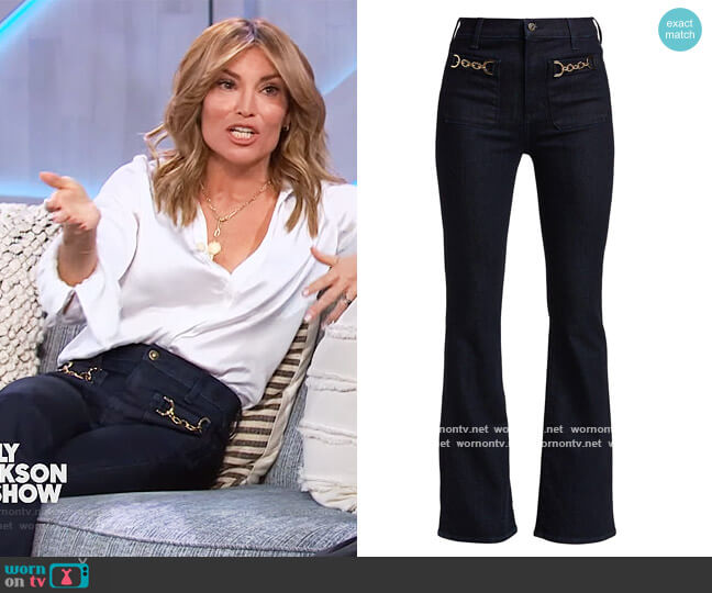 Florence Flare Chain Pocket Jeans by Veronica Beard worn by Kit Hoover on The Kelly Clarkson Show