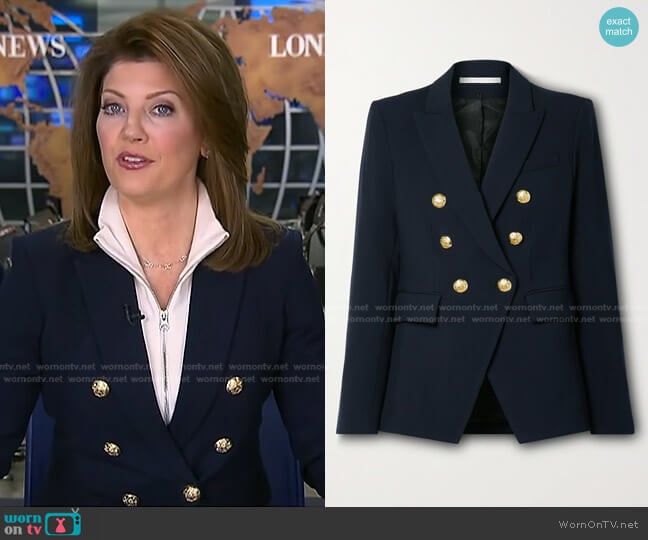 Miller Dickey Jacket by Veronica Beard worn by Norah O'Donnell on CBS Evening News