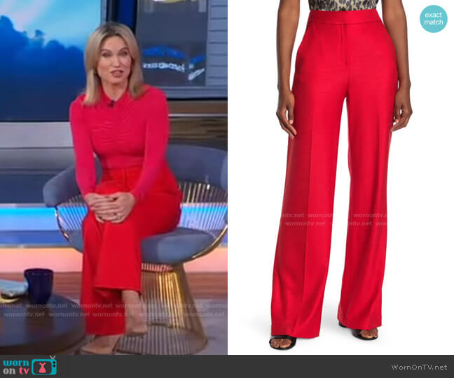 WornOnTV: Amy’s red ruched top and pants on Good Morning America | Amy ...