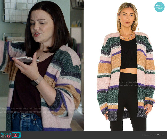 Veronica Beard Elizabeth Cardigan worn by Jodie (Ginnifer Goodwin) on Pivoting