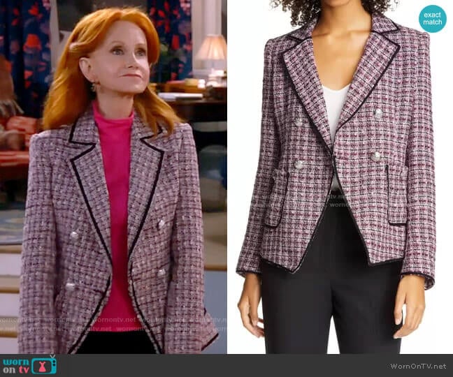 Veronica Beard Theron Tweed Jacket worn by Sheila (Swoosie Kurtz) on Call Me Kat