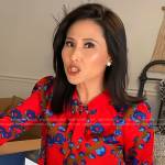 Vicky’s red floral tie neck top on Today