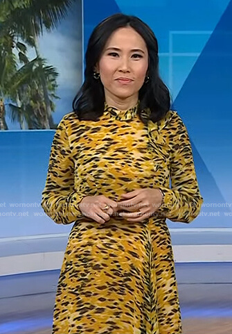 Vicky Nguyen's yellow printed ruffle dress on Today
