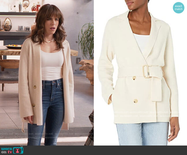 Belted Sweater Coat by Vince worn by Marina (Karla Souza) on Home Economics