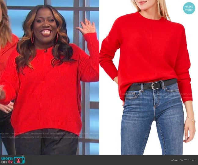 Center Seam Crewneck Sweater by Vince Camuto worn by Sheryl Underwood on The Talk