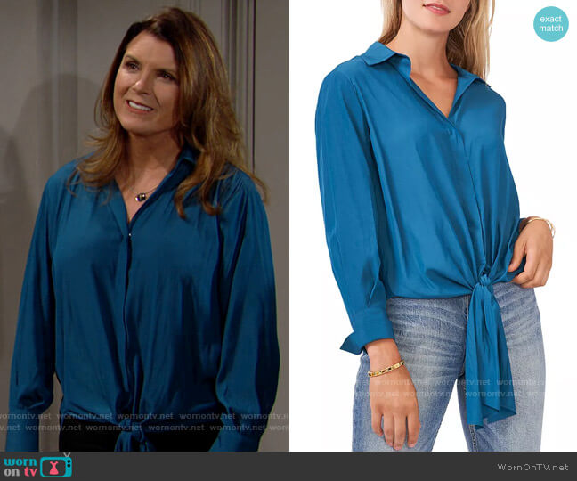 Vince Camuto Tie Front Blouse worn by Sheila Carter (Kimberlin Brown) on The Bold and the Beautiful