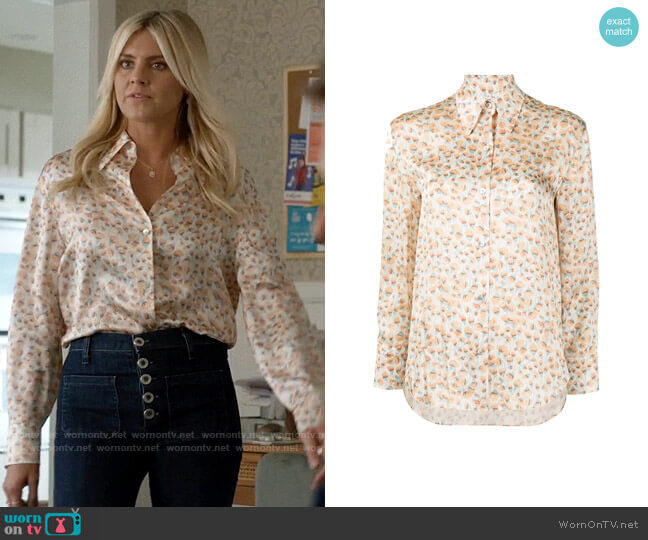 Vince Floral Print Silk Shirt worn by Amy (Eliza Coupe) on Pivoting