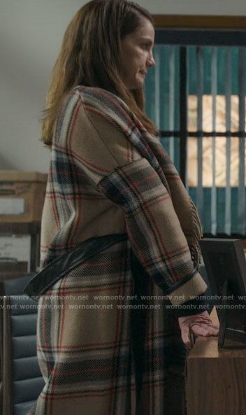 Vivian's plaid fringed coat on Inventing Anna