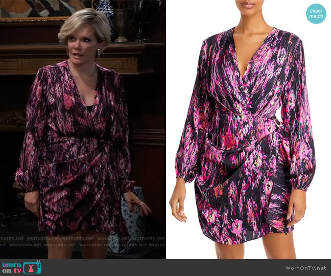 Attina Faux-Wrap Mini Dress by Wayf worn by Ava Jerome (Maura West) on General Hospital