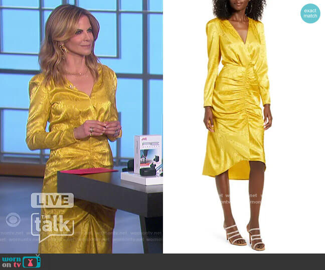 Ronnie Ruched Long Sleeve Midi Dress by WayF worn by Natalie Morales on The Talk