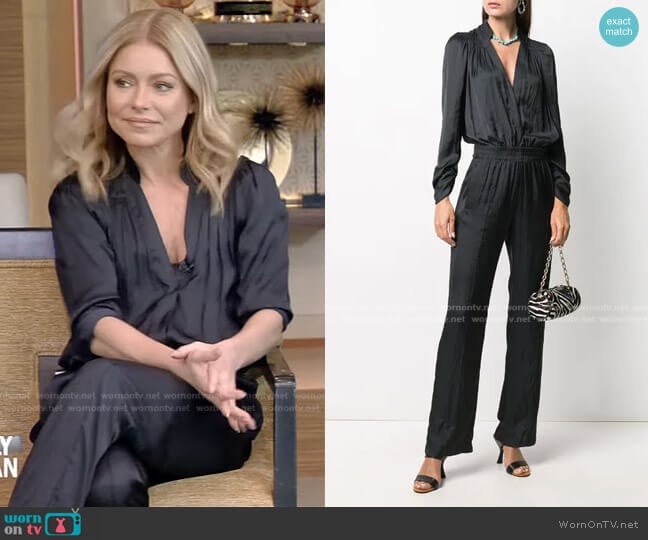 Captain Satin Jumpsuit by Zadig & Voltaire worn by Kelly Ripa on Live with Kelly and Mark