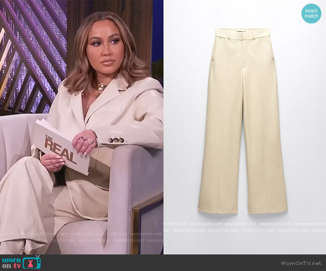 Full Length Faux Leather Pants by Zara worn by Adrienne Houghton  on The Real