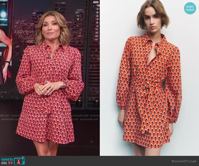 Printed Short Dress by Zara worn by Kit Hoover on Access Hollywood