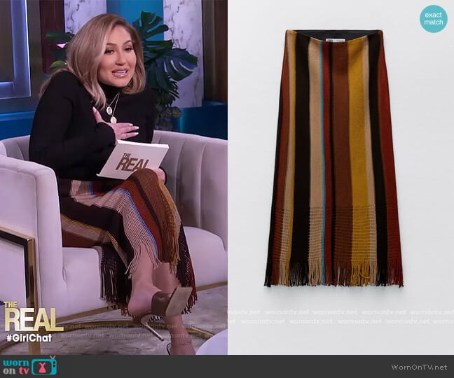 Striped Knit Skirt by Zara worn by Adrienne Houghton on The Real