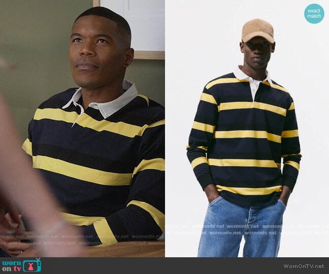 Striped Polo Shirt by Zara worn by Gaius Charles on Queens