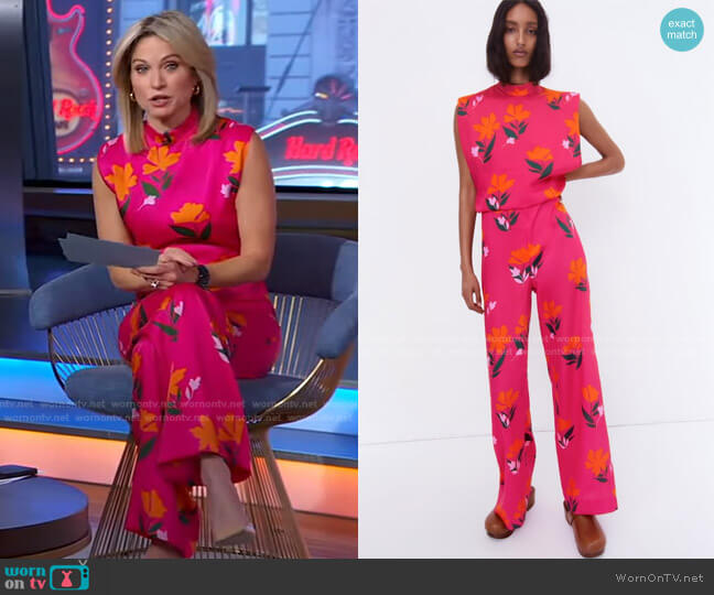 WornOnTV: Amy’s pink floral jumpsuit on Good Morning America | Amy ...