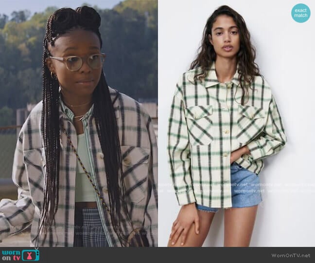 Oversized Plaid Shirt by Zara worn by Naomi McDuffie (Kaci Walfall) on Naomi