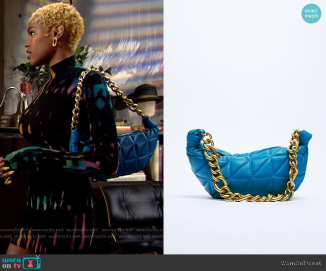 Zara Quilted Leather Bag with Chain worn by Paris Buckingham (Diamond White) on The Bold & the Beautiful