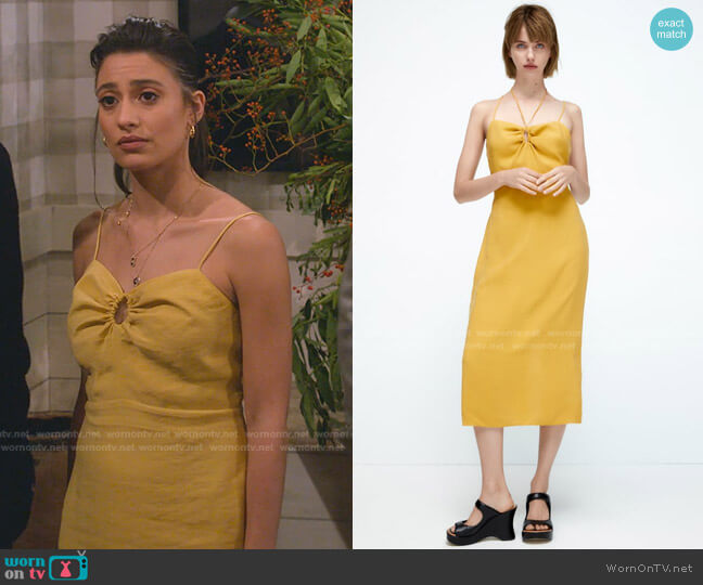 Ruched Midi Dress by Zara worn by Hannah (Ashley Reyes) on How I Met Your Father