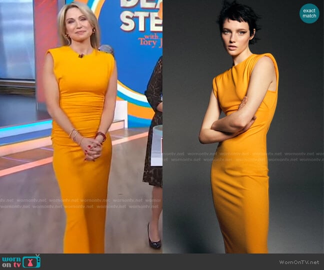 Side Draped Dress by Zara worn by Amy Robach on Good Morning America