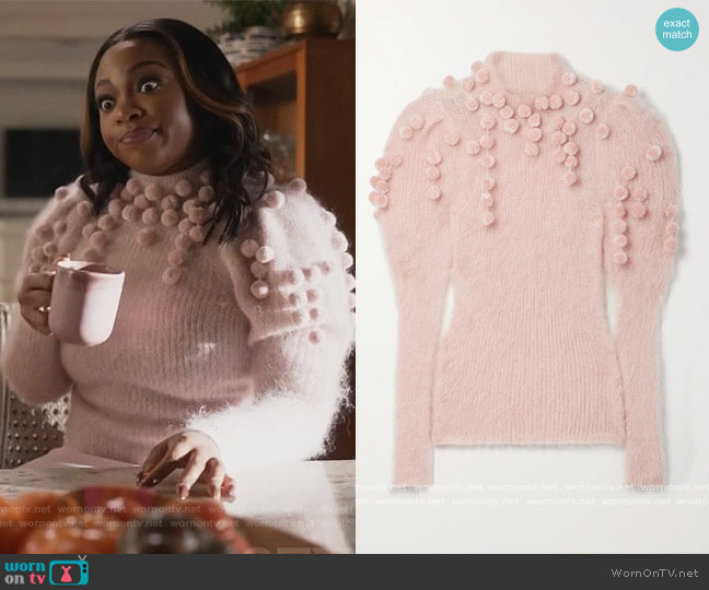 Concert pompom-embellished mohair and silk-blend sweater by Zimmermann worn by Jill (Naturi Naughton) on Queens