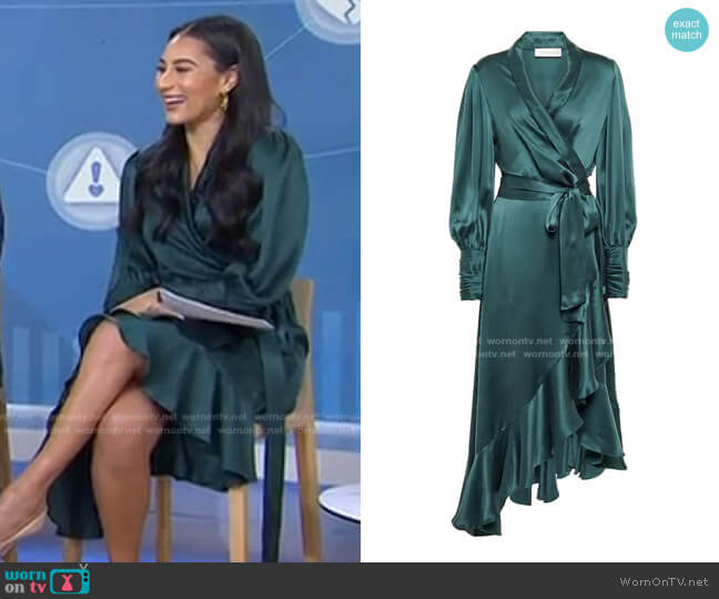 Silk Wrap Midi Dress by Zimmermann worn by Morgan Radford on Today