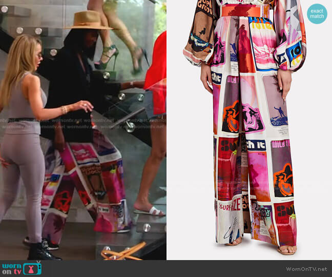 Wavelength Printed Silk Pants by Zimmermann worn by Kiki Barth (Kiki Barth) on The Real Housewives of Miami