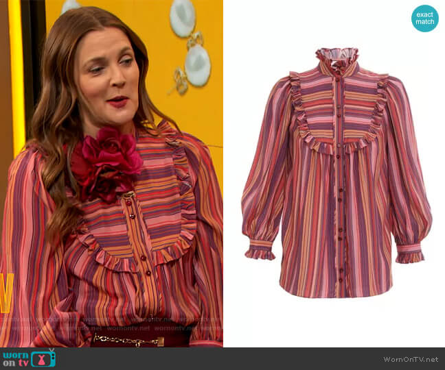 Billow Blouse by Zimmermann worn by Drew Barrymore on The Drew Barrymore Show